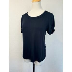 Peruvian Connection Women’s T-Shirt Large Crew Neck Short Sleeve Black‎